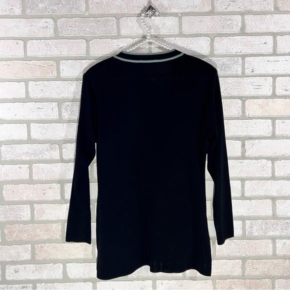 Exclusively Misook Petite Open Front Long Sleeve Black Cardigan  Size XS - Picture 5 of 6